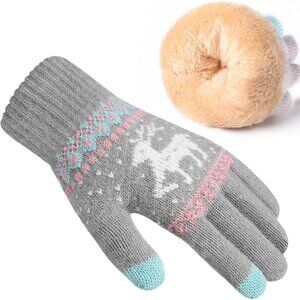 Women's C-Gray Thermal Soft Elastic Lining Cuff Winter Cold Weather Gloves